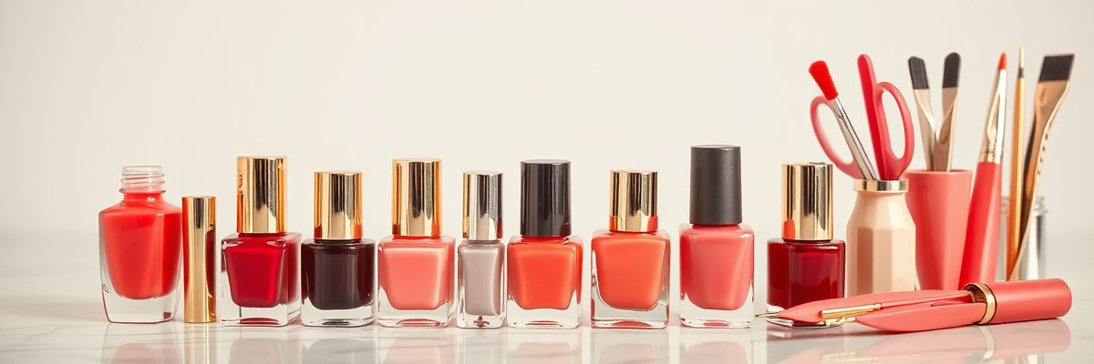 Nail polish and manicure tools at Nail Nation Spa LA